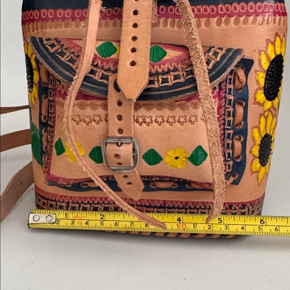 Leather Embossed and Hand-painted Artisan Backpack